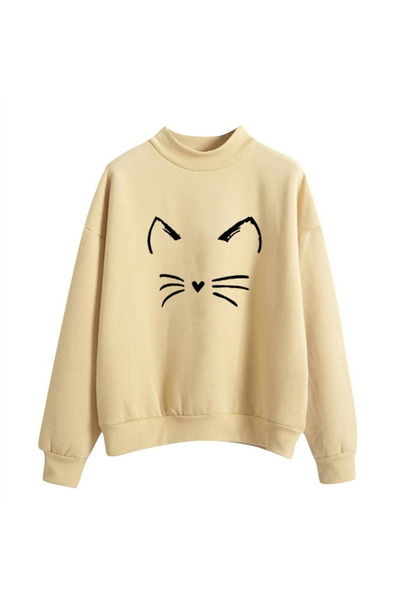 Under 10$ Buigttklop Womens Winter Round Neck Long Sleeve Tops Printed Regular Blouse