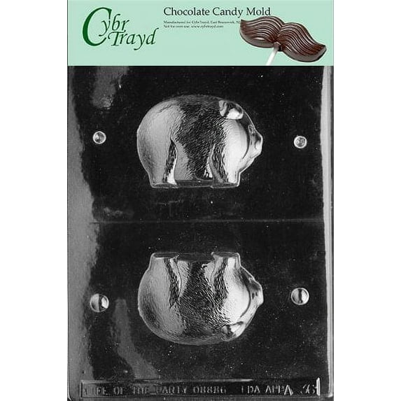 cybrtrayd life of the party a036 3d pig animal chocolate candy mold in sealed protective poly bag imprinted with copyrighted cybrtrayd molding instructions