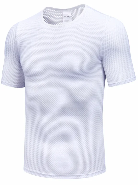 Men’s Short Sleeve Cycling Base Layer, Quick-Dry Breathable Mesh Bike Undershirt with Stretch for Road Riding & MTB