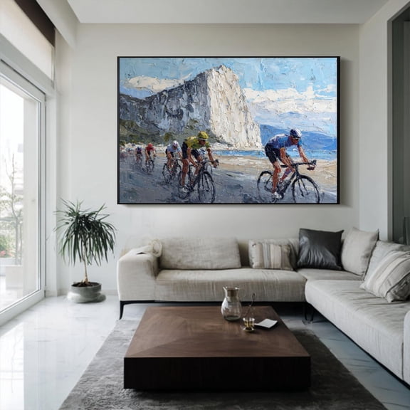 cycling bicycle riding abstract wall art people riding wall art velo sport cycling room decoration Poster Decor, Unframed Canvas Size 8x12 F03.1.22l802