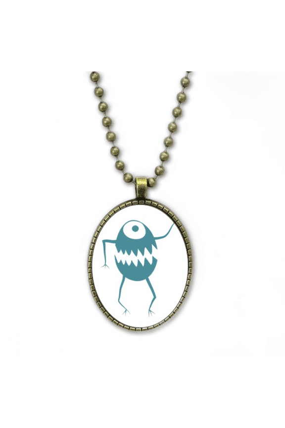 cyclops alien creature art deco fashion necklace vintage chain bead pendant jewelry collection