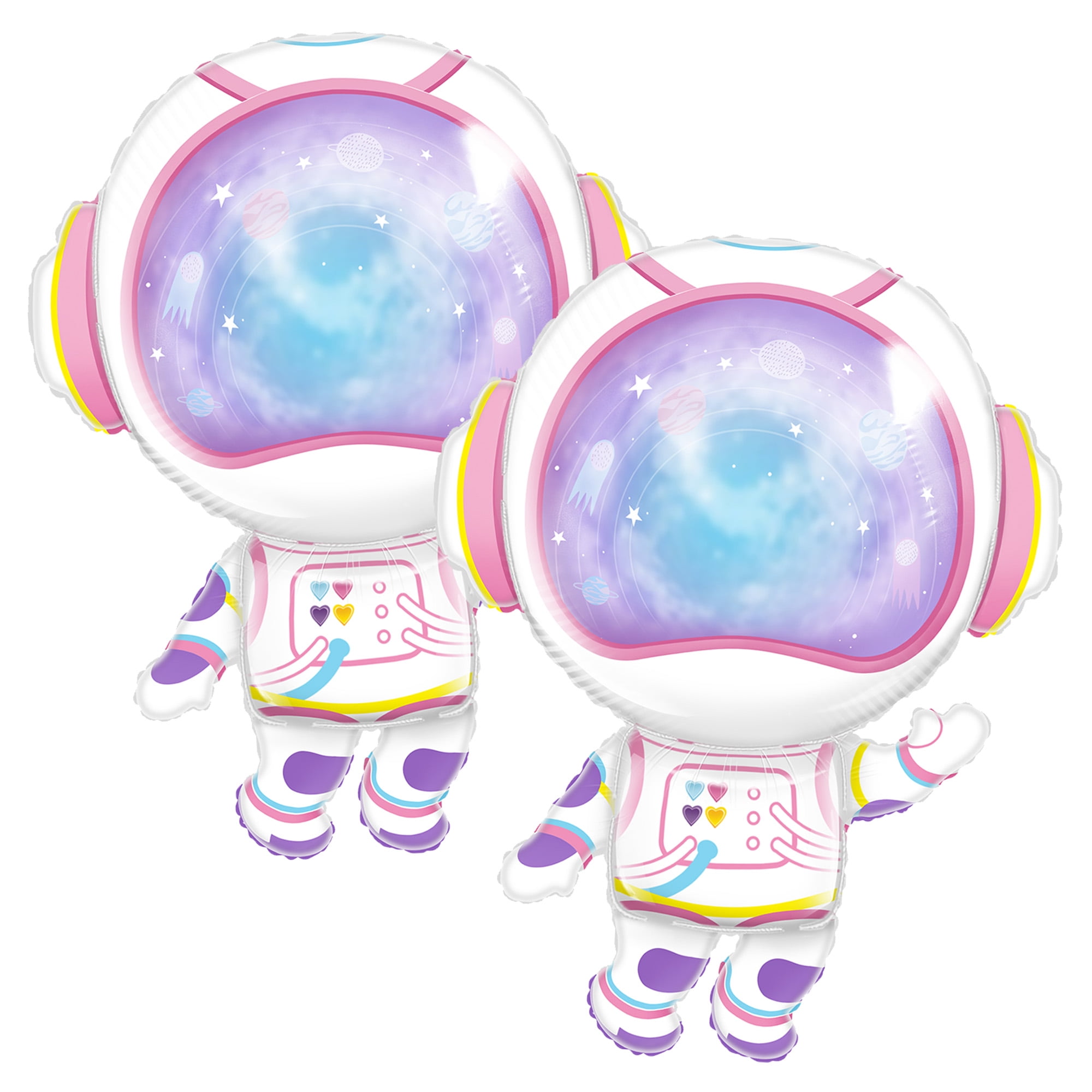 Cymylar Pink Astronaut Foil Balloon, 32 inch Space Themed Girl Birthday Party Decoration(2pcs)