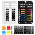 thumbnail image 1 of cyrico 12 Way Fuse Block, 12v Fuse Box Holder with Led Indicator Waterproof Cover, 12 Circuits Fuse Panel with Negative Bus for 12V/24V Automotive Car Truck Boat Marine RV Van Vehicle (24 Pcs Fuse), 1 of 6