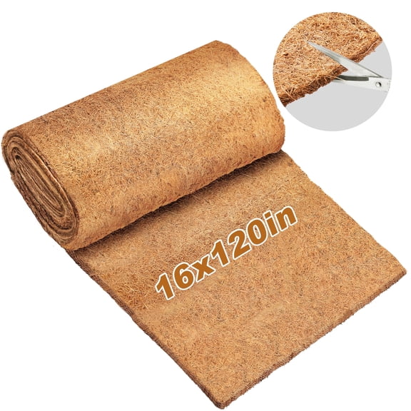 cyrico Coco Liner Roll, 16 x 120 Inch Thick Natural Coconut Liners for Planters Window Box Flower Basket Garden Decoration, Coco Fiber Mat for Pet Pad, Reptile Carpet, Snow Mat, DIY Moss Pole