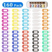 cyrico 160 Pack Key Tags with Labels, Plastic Key Chain Tag with Split Ring Label Window, Key Label Tags Identifiers for Name, Luggage, Bags, Backpack, ID and Name Tags for Home Or Office, 10 Colors