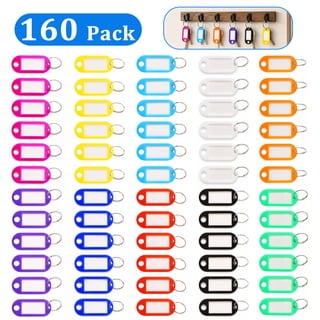 cyrico 160 Pack Key Tags with Labels, Plastic Key Chain Tag with Split Ring Label Window, Key Label Tags Identifiers for Name, Luggage, Bags, Backpack, ID and Name Tags for Home Or Office, 10 Colors
