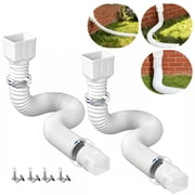 cyrico 2 Pack Rain Gutter Downspout Extensions, Flexible Drain Downspout Extender for Rainwater Drainage, Gutter Connector Rain Diverter for Downspout, Each Extendable 20 to 60 Inch