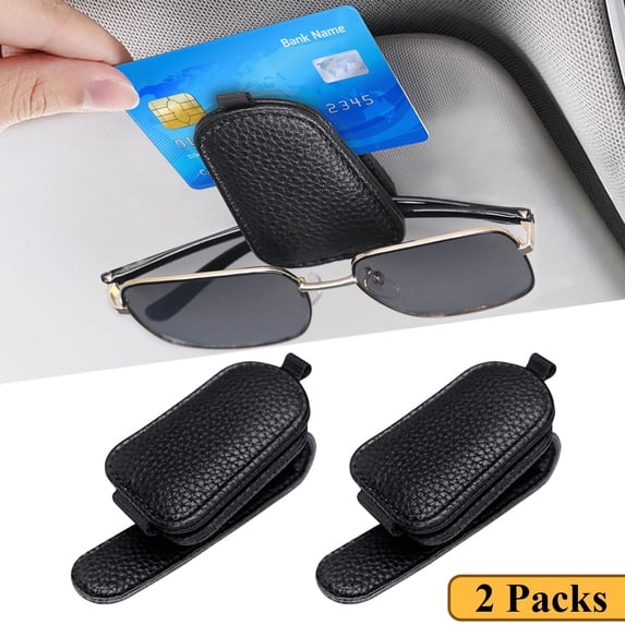 cyrico 2 Packs Sunglass Holder for Visor, Magnetic Eyeglass Hanging Clip for Car, Black