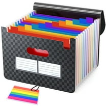 cyrico Accordion File Organizer 12 Pockets, Expanding File Folder with Tabs, Portable Letter A4 Size Paper Document Receipt Organizer for Classroom, Home, Office and Travel, Black