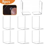 cyrico Acrylic Bookends 8 Pieces, Clear Bookends with Non-Slip Stickers Decorative Book Ends for Shelves Book Holder Stand for Desktop Organizer, Book Stopper for Home Library Office Supplies