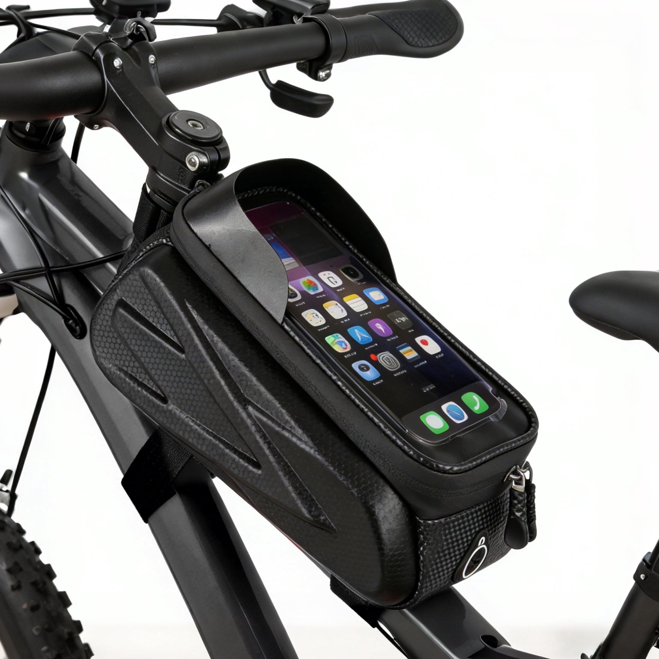 cyrico Bike Bag, Waterproof Bike Phone Front Frame Bag, EVA Hard Shell Top Tube Bag, Cycling Storage Pouch for Road Bike and MTB, Bike Accessories for Phones Un