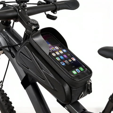 cyrico Bike Bag, Waterproof Bike Phone Front Frame Bag, EVA Hard Shell Top Tube Bag, Cycling Storage Pouch for Road Bike and MTB, Bike Accessories for Phones Under 7 Inches