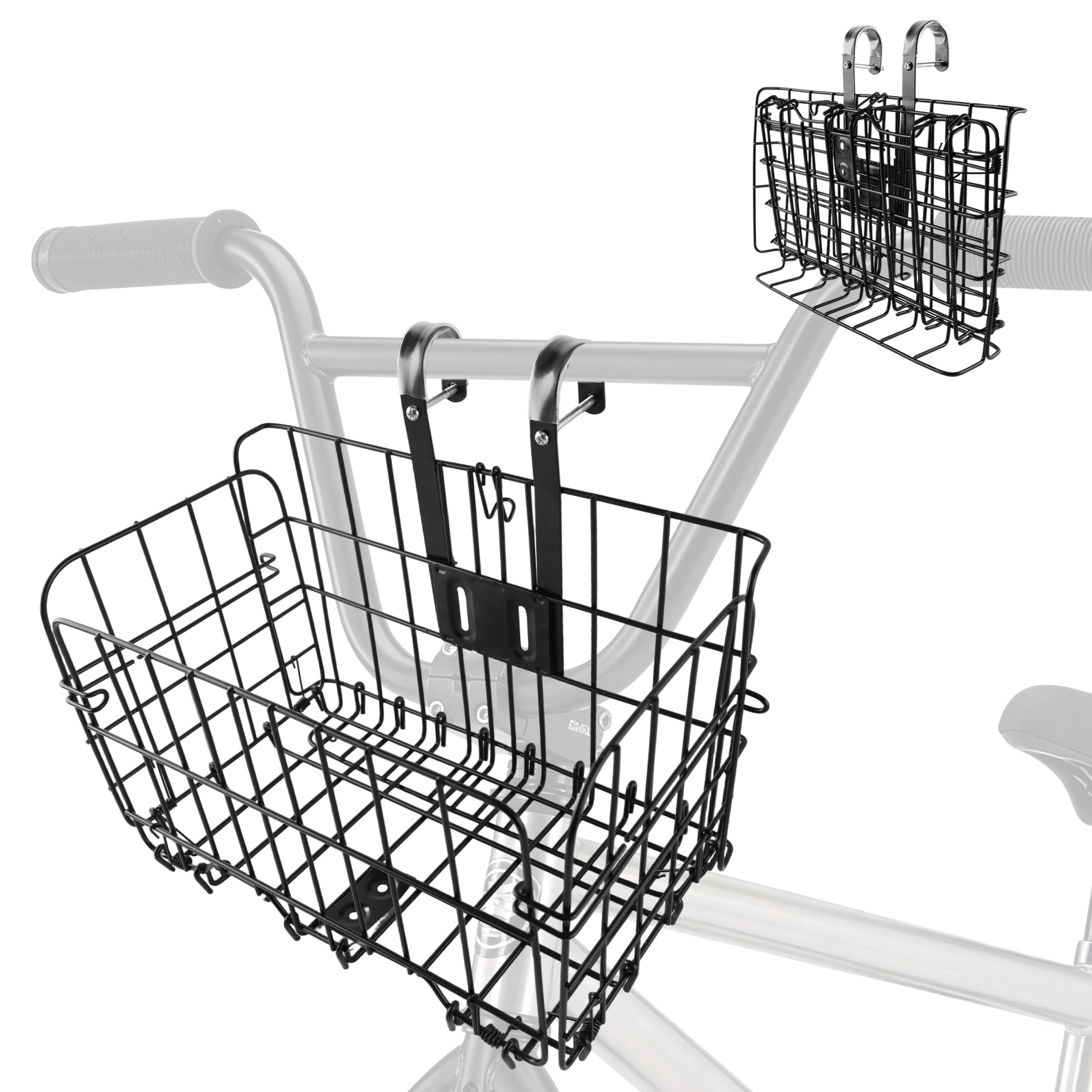 cyrico Bike Basket, Heavy-Duty Metal Foldable Front & Rear Bike Basket, Bicycle Cargo Rack with Handles for Bike Accessories, Mountain and Adult Bikes