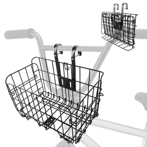 cyrico Bike Basket, Heavy-Duty Metal Foldable Front & Rear Bike Basket, Bicycle Cargo Rack with Handles for Bike Accessories, Mountain and Adult Bikes