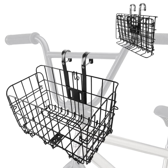 cyrico Bike Basket, Heavy-Duty Metal Foldable Front & Rear Bike Basket, Bicycle Cargo Rack with Handles for Bike Accessories, Mountain and Adult Bikes
