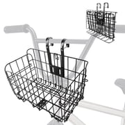 cyrico Bike Basket, Heavy-Duty Metal Foldable Front & Rear Bike Basket, Bicycle Cargo Rack with Handles for Bike Accessories, Mountain and Adult Bikes