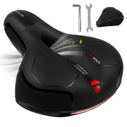 cyrico Bike Seat Cushion for Men Women, Bicycle Seat with Dual Shock Absorbing Ball, Comfortable Wide Foam Bike Saddle, Waterproof Bike Cushion with Reflect for Mountain Road Indoor Exercise Bikes