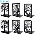 thumbnail image 1 of cyrico Book Ends for Shelves, 3 Pairs Metal Bookends Decorative for Heavy Books Tree Book Holders Heavy Duty Book Stopper for Home Office School, 6.6 x 4.7 x 3.5 Inch, Black, 1 of 6