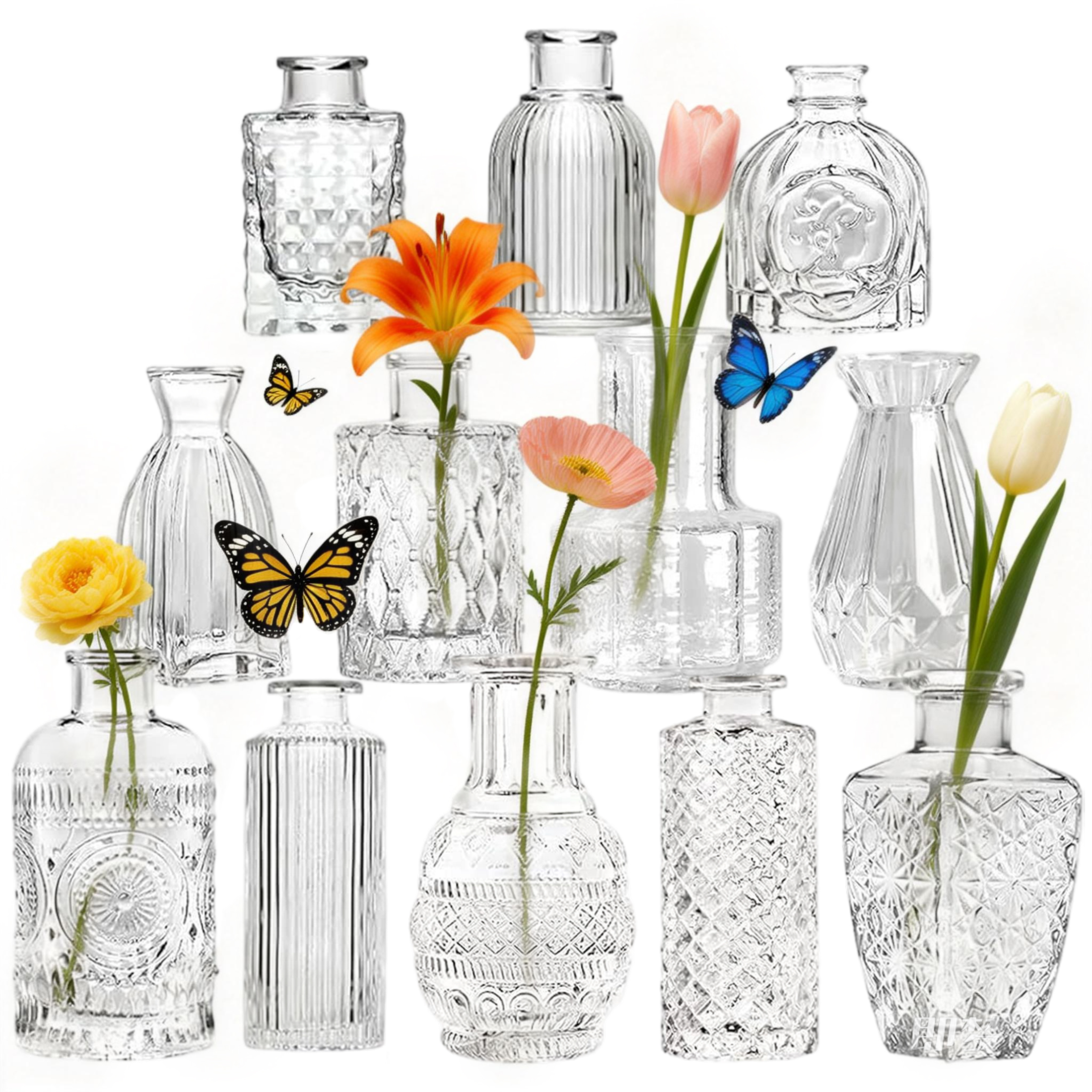 Cyrico Bud Vase Set 12 Pcs Small Clear Vintage Glass Mini Vases Flowers Wedding Centerpieces Rustic Home Decor Table Decorations Baby Shower Party Ev: What to Expect