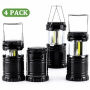 cyrico Camping Lights 4 Pack, Battery Operated Collapsible LED Camping Lights, Portable Hanging Emergency Lanterns for Power Outages, Outdoor Camping, Hurricane, Adjustable Brightness