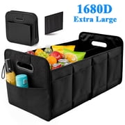 cyrico Car Trunk Organizer, Large Capacity Car Trunk Storage Organizer with Handle for Any Cars and SUV, Black Collapsible Multi-Compartment Organizer