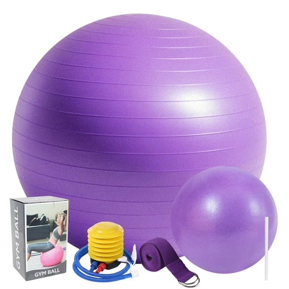 cyrico Exercise Ball Yoga Ball, 25" Large Extra Thick Anti-Burst Gym Grade Birthing Ball Set with 9" Pilates Ball and Yoga Strap for Fitness, Workouts, and Physical Therapy, Quick Pump Included.