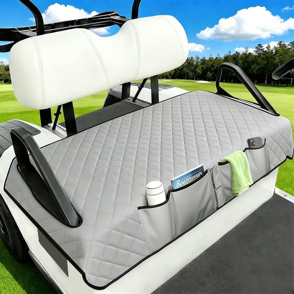 cyrico Golf Cart Seat Covers, Universal Non-Slip Golf Cart Seat Towel Blanket with Storage Pockets, Golf Cart Seat Protector Fits Most 2 Person Seats Golf Carts, 50 x 31 in, Gray