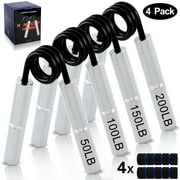cyrico Grip Strength Trainer Set, 50LB-200LB Hand Gripper Strengthener 4 Pack, Metal No Slip Forearm Strengthener Exerciser with Grip Pads for Strength Training, Injury Recovery, Muscle Building