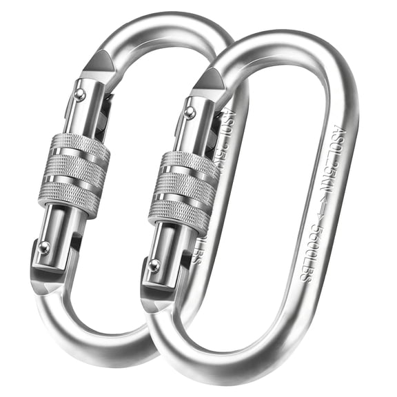 cyrico Heavy Duty Carabiner, 22kn (4946lbs) Screw Locking Climbing Carabiner Clip, 2pcs Oval Shape Climbing Carabiner for Outdoor Camping Hiking Hammocks Rigiing Dog Leash Harness