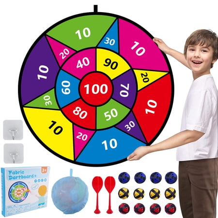cyrico Large Dart Dart Board, 28.3” Kids Dart Board with 12 Sticky Balls and 2 Darts