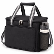 cyrico Lunch Box for Men and Women, 15L Insulated Lunch Bag, Leak-Proof Cooler Bag with 4 Pockets & Adjustable Shoulder Strap, Lunch Tote for Work, Travel & Outdoor Activities, Black