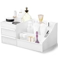 thumbnail image 1 of cyrico Makeup Organizer for Vanity, Countertop Skincare Organizers with Drawer, Large Capacity Cosmetic Make Up Storage Organizer for Bathroom Counter Dresser, White, 1 of 8