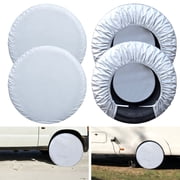 cyrico RV Tire Covers Set of 4, Waterproof Anti-UV Wheel Covers for Trailers, Truck, SUV, Camper, Oxford Sun Rain Snow RV Tire Protector, Universal Fits Tire Diameters 27-29 Inch, Silver