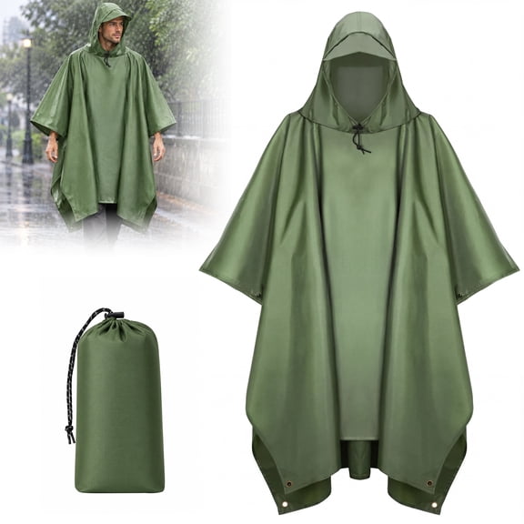 cyrico Rain Poncho for Adults, Waterproof Lightweight Rain Coat, Reusable Raincoat for Men Women Outdoor Emergency