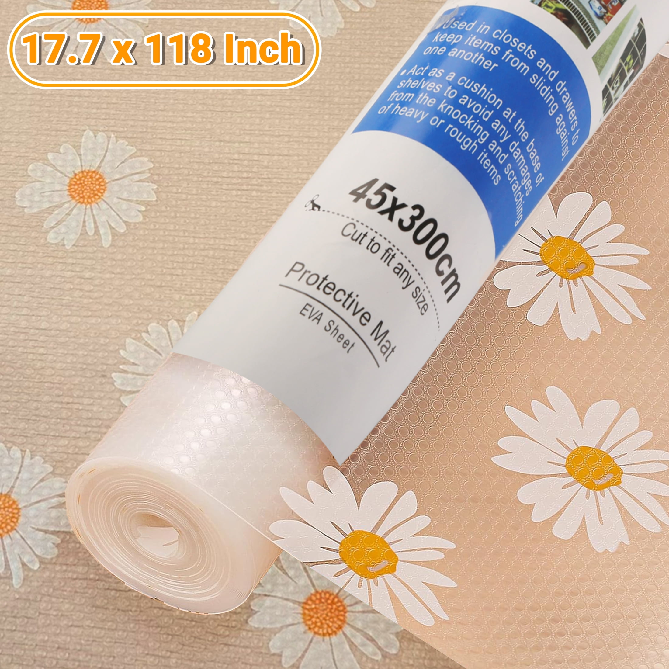 cyrico Shelf Liner for Kitchen Cabinets, Drawer Liner 17.7" x 118" Non-Slip Cabinet Liner for Shelves with Print for Refrigerators