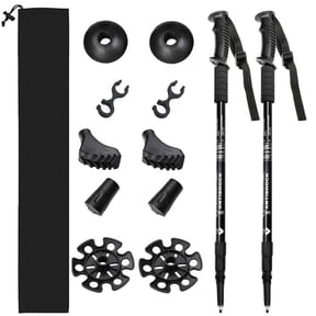 cyrico Trekking Poles for Hiking, 2 Pack Adjustable Aluminum Hiking Poles, Expandable to 53" Lightweight Walking Sticks for Men Women Trekking Walking Hiking Camping Mountains, Black