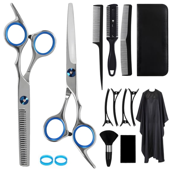 cyrico Hair Scissors, 14 Pcs Professional Haircut Scissors Kit for Men and Women, Stainless Steel Hairdressing Shears Set for Barber, Home