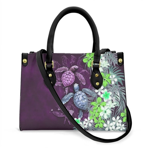 cywgift Polynesian Hibiscus Flowers Print Casual Woman's Top-handle Bags Leather Clutch Bag Elegant Female Party Bolsas