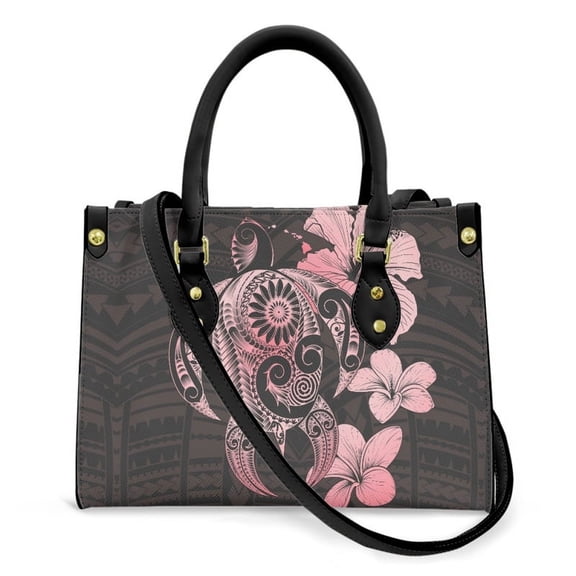 cywgift Polynesian Hibiscus Flowers Print Casual Woman's Top-handle Bags Leather Clutch Bag Elegant Female Party Bolsas
