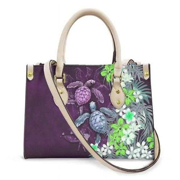 cywgift Polynesian Hibiscus Flowers Print Casual Woman's Top-handle Bags Leather Clutch Bag Elegant Female Party Bolsas