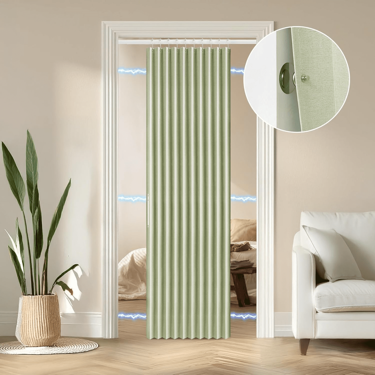 czyyul Blackout Accordion Style Magnetic Door Curtain for Closet ...