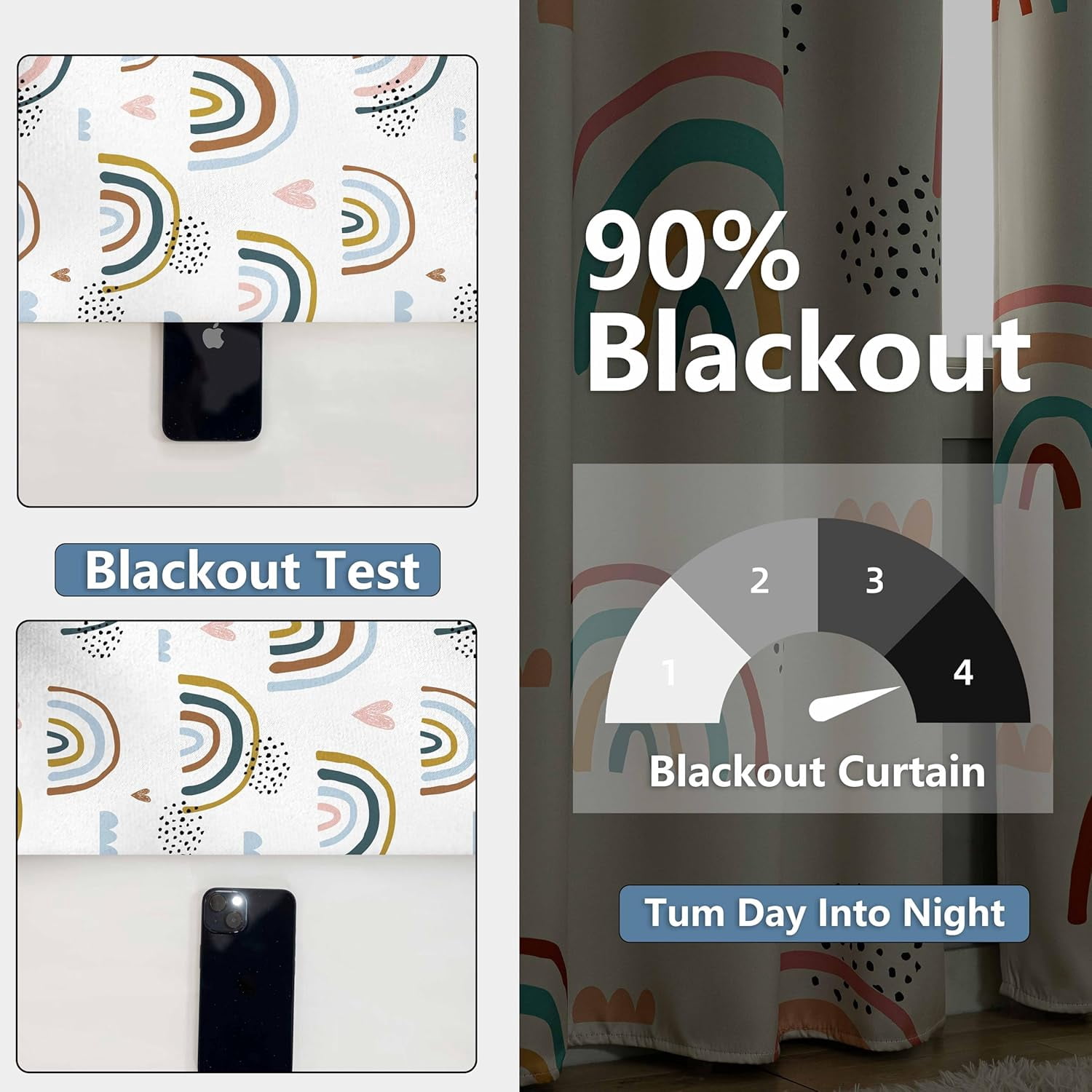czyyul Blackout Rainbow Curtains for DXQPIOA Cute Rainbow Room