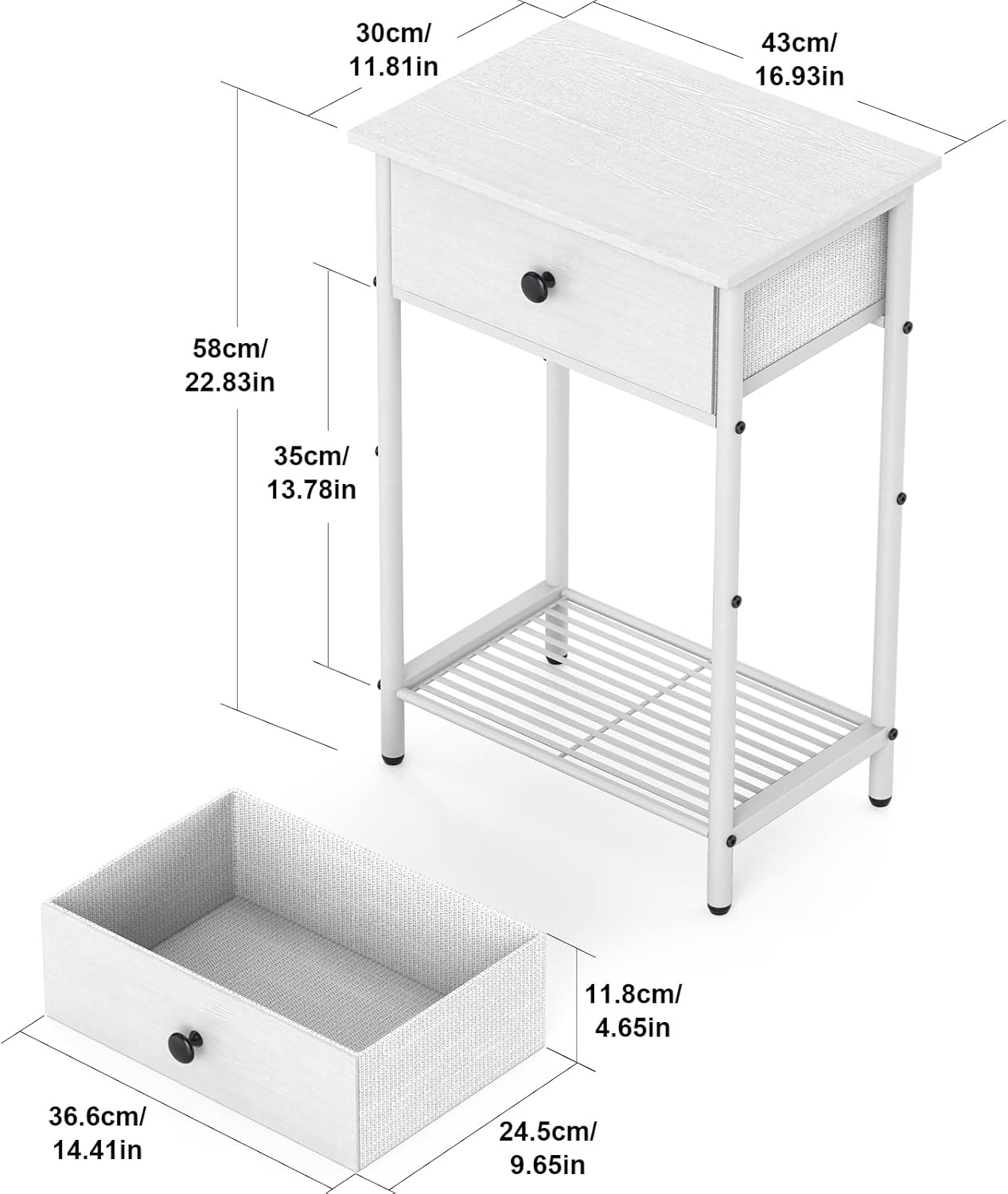 czyyul Night Stand Bedside Tables for Small Space Large End Table with ...