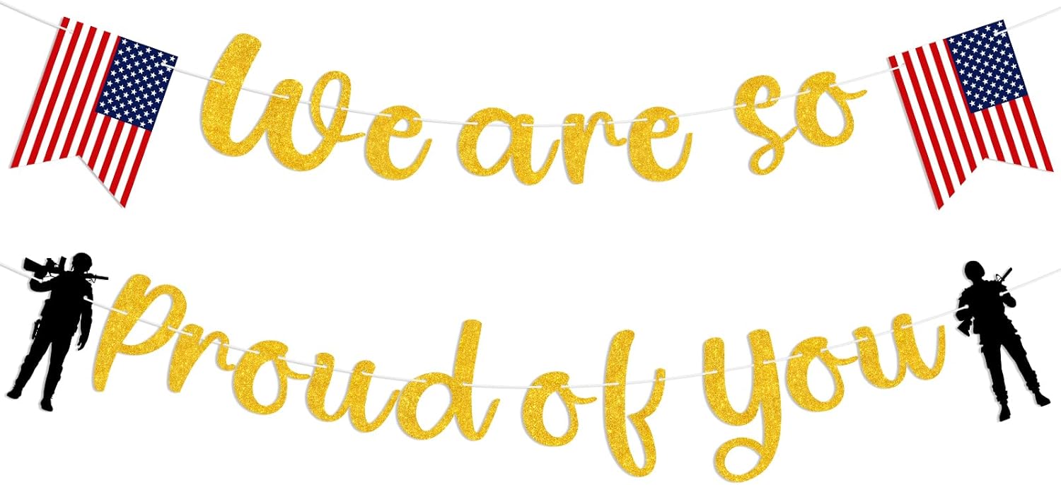 "We Are So Proud Of You" Patriotic Banner Set - Military Homecoming & Retirement Party Decor - View #9