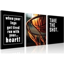 d Basketball Posters Wall Art Set of 3 - Inspirational Sport Theme Print Canvas Wall Decor Black White Basketball Motivational Quotes Painting Picture Artwork for Teen Boys Room Decor 16×24 In
