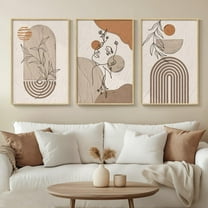 d Boho Canvas Wall Art Set of 3 Abstract Geometric Art Prints for Living Room, Hallway, Bedroom, Office, 24x36 Inch