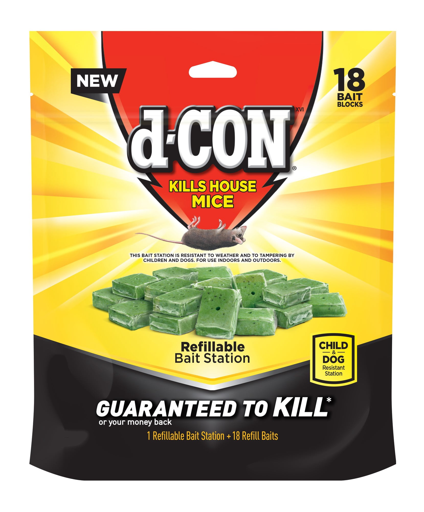 d-CON Refillable Corner Fit Mouse Bait Station 1 Trap + 18 Baits (Pack of 5)