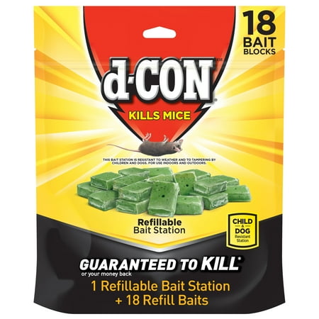d-CON Refillable Corner Fit Mouse Bait Station, 1 Trap, 18 Baits