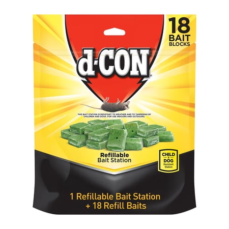 d-CON Refillable Corner Fit Mouse Bait Station, 1 Trap, 18 Baits