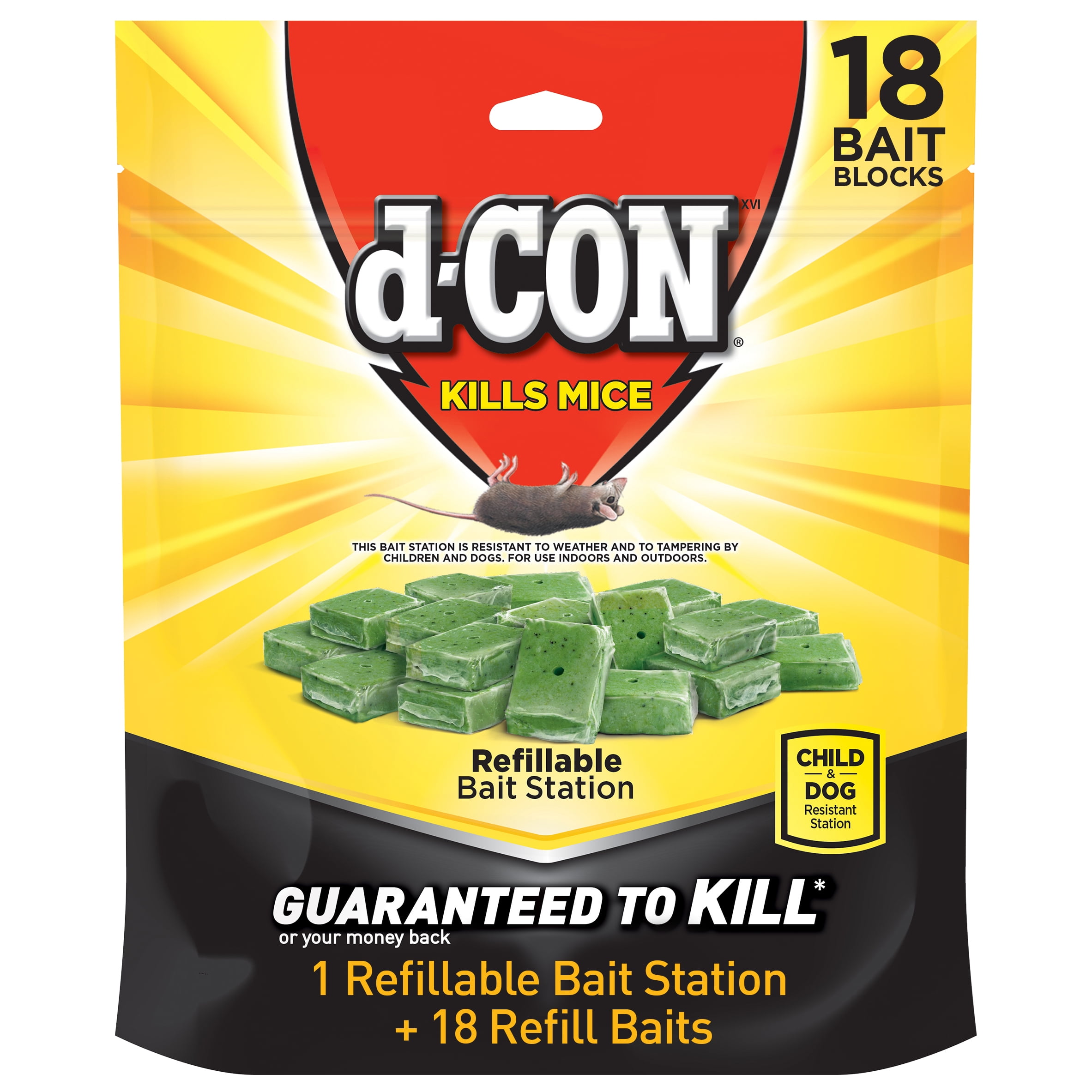 D-Con Bait Station, Refillable - 2 pack, 14 g baits
